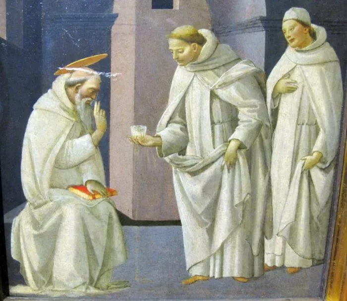 Bartolomeo di giovanni s. benedetto benedice vino avvelenato 1488 ca. da uffizi 03