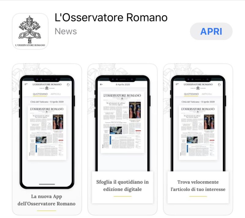 L’Osservatore Romano lança App gratuito