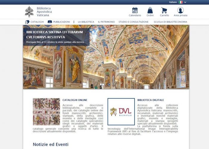 Biblioteca do Vaticano lança novo website