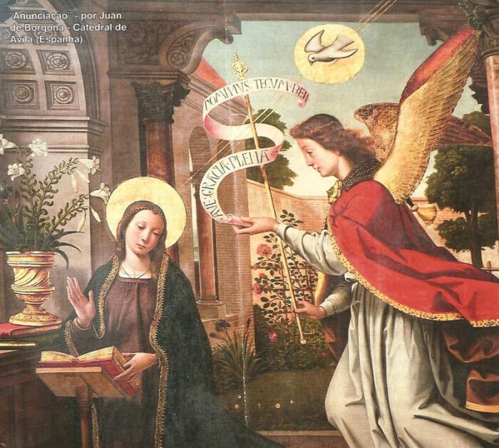 o anjo do senhor anunciou a maria e ela concebeu do espírito santo A ANUNCIAÇÃO de Juan de Borgo