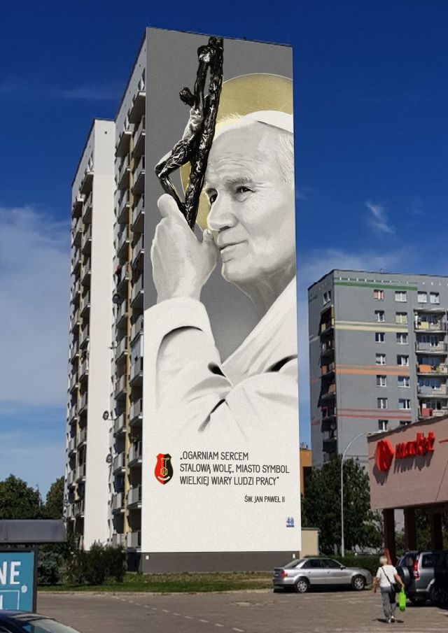 Mural gigante de Sao Joao Paulo II e inaugurado na Polonia 1