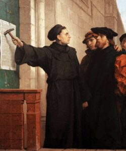 Ferdinand Pauwels Luther hammers his 95 theses to the door