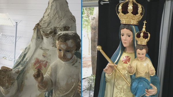 Imagens vandalizadas em igreja de Osasco sao devolvidas apos restauracao