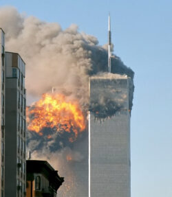 North face south tower after plane strike 9 11