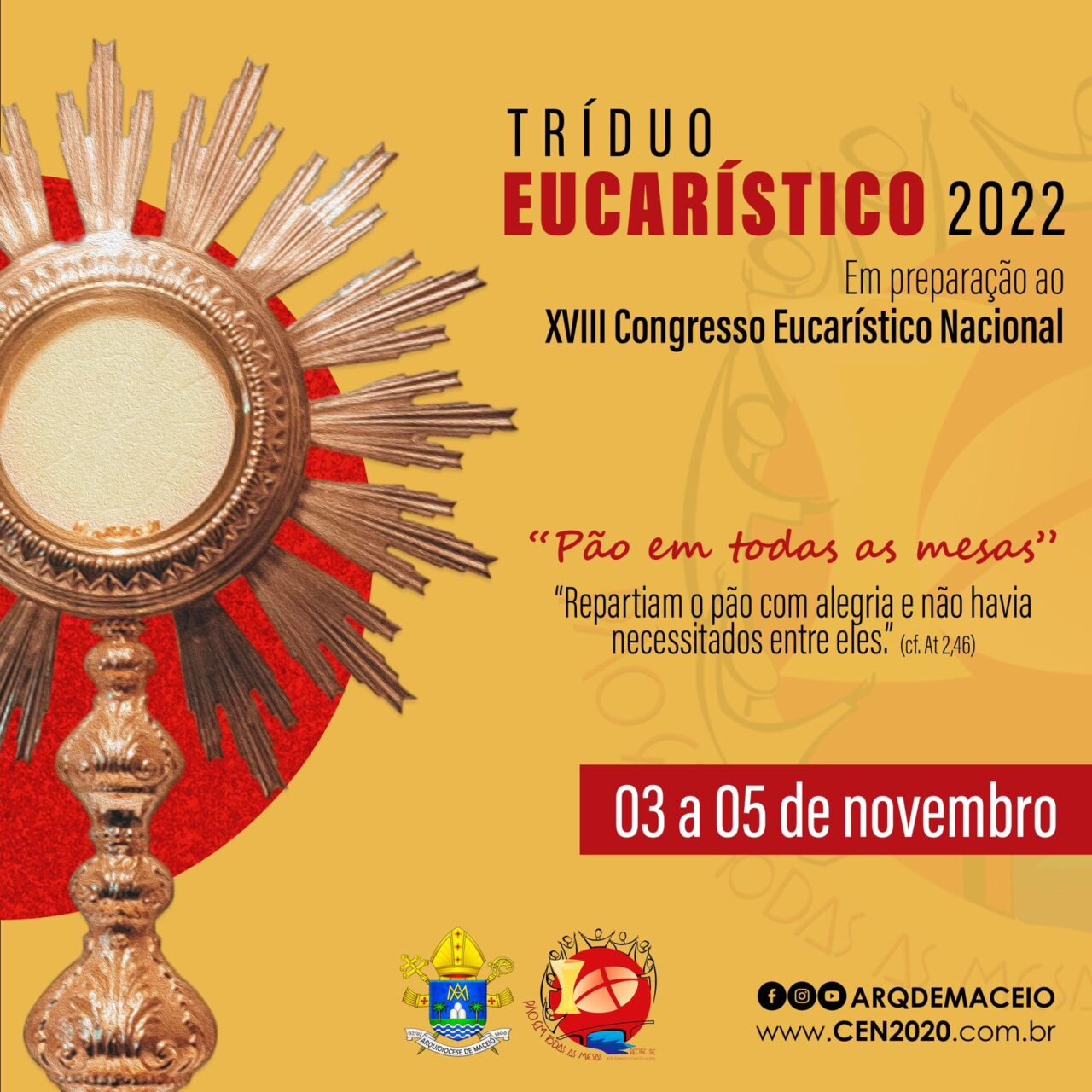 Arquidiocese de Maceió promove Tríduo Eucarístico em preparação ao