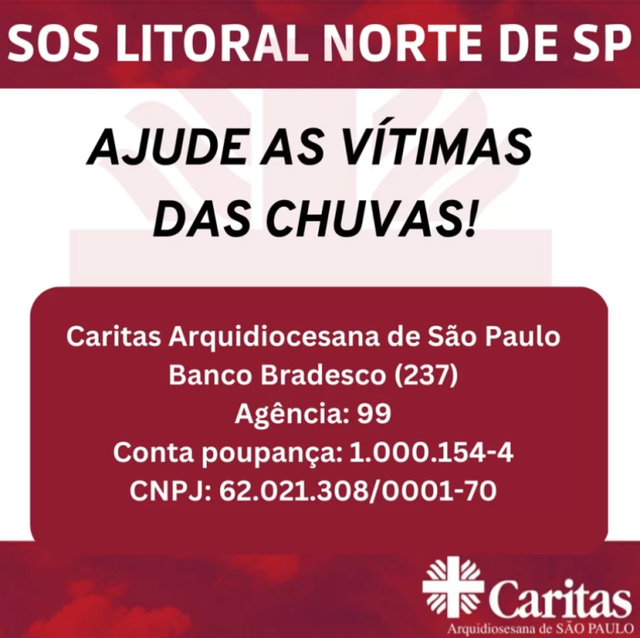 Caritas lanca campanha para ajudar as vitimas de enchentes em Sao Paulo