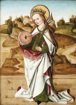 Gotisches Tafelbild mit der heiligen Christina von Bolsena