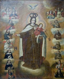 SH1607 our lady of mount carmel oil on canvas 18th cent cathedral of lima peru GK mjvf