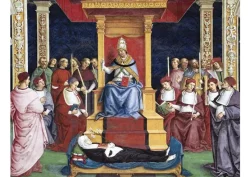 “Pio II canoniza Santa Catarina de Siena”, por Bernardino di Betto - Museo dell’Opera del Duomo, Siena (Itália) Foto: Reprodução