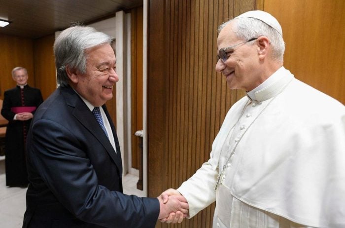 Papa Leao XIV recebe Secretario geral da Organizacao das Nacoes Unidas no Vaticano