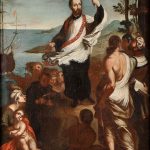 Sao Francisco Xavier a pregar segundo gravura de Gerard Edelinck escola europeia sec. XVII XVIII