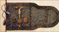 Bandeira da Liga Santa, hasteada por João da Áustria. Foto: Wikipedia