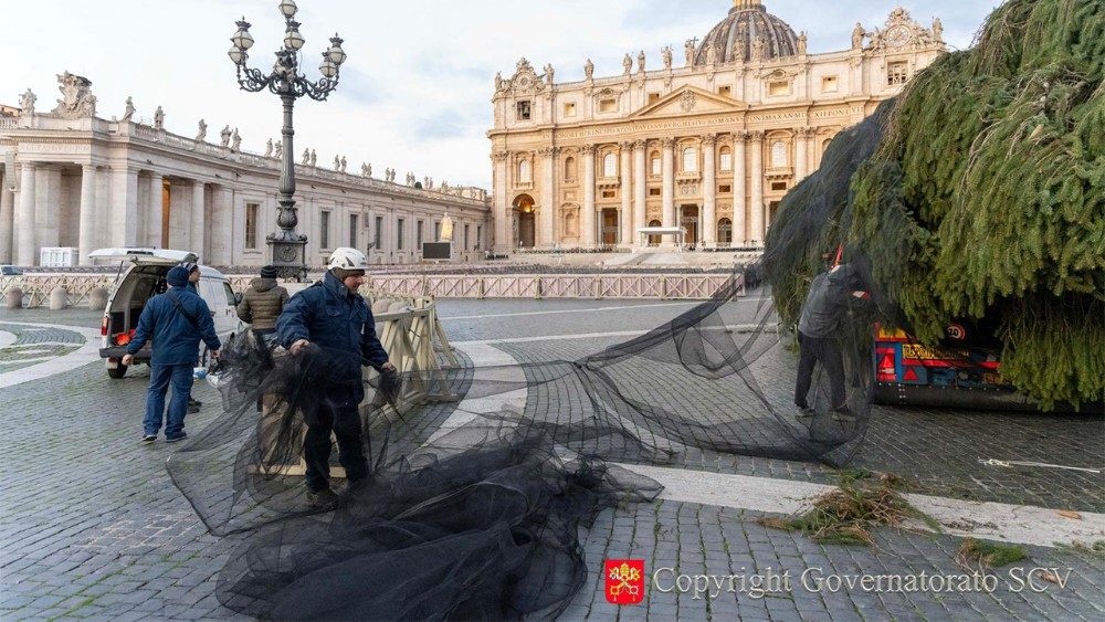 Árvore de Natal de 27 metros é instalada na Praça São Pedro 2 Arvore de Natal de 27 metros e instalada na Praca Sao Pedro 2