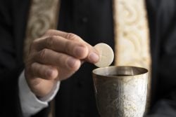 Por que a Santa Igreja permite a Comunhão sob as duas espécies apenas em circunstâncias especiais? 2 <a href="https://br.freepik.com/fotos-gratis/feche-a-mao-segurando-a-eucaristia_23658528.htm">Imagem de freepik</a>