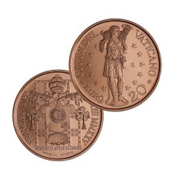 Vaticano emite duas novas moedas comemorativas 4 lancio numismatica Moneta 20 E Rame FdC SCV 2025 Arte e Fede Buon Pastore