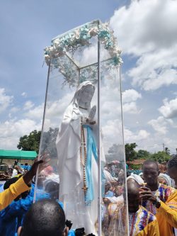 Imagem de Nossa Senhora de Lourdes e relíquias de Santa Bernadette chegam ao país africano Camarões 2 Fotos: Diocèse d'Obala/ Facebook