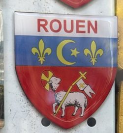 Rouen: Brasão da cidade alterado com cordeiro degolado e crescente islâmico 3 Foto: UNI Rouen/ X