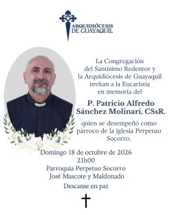 Equador: cruz se desprende da parede, cai sobre sacerdote e provoca sua morte 2 Foto: Arquidiócesis de Guayaquil/ Facebook